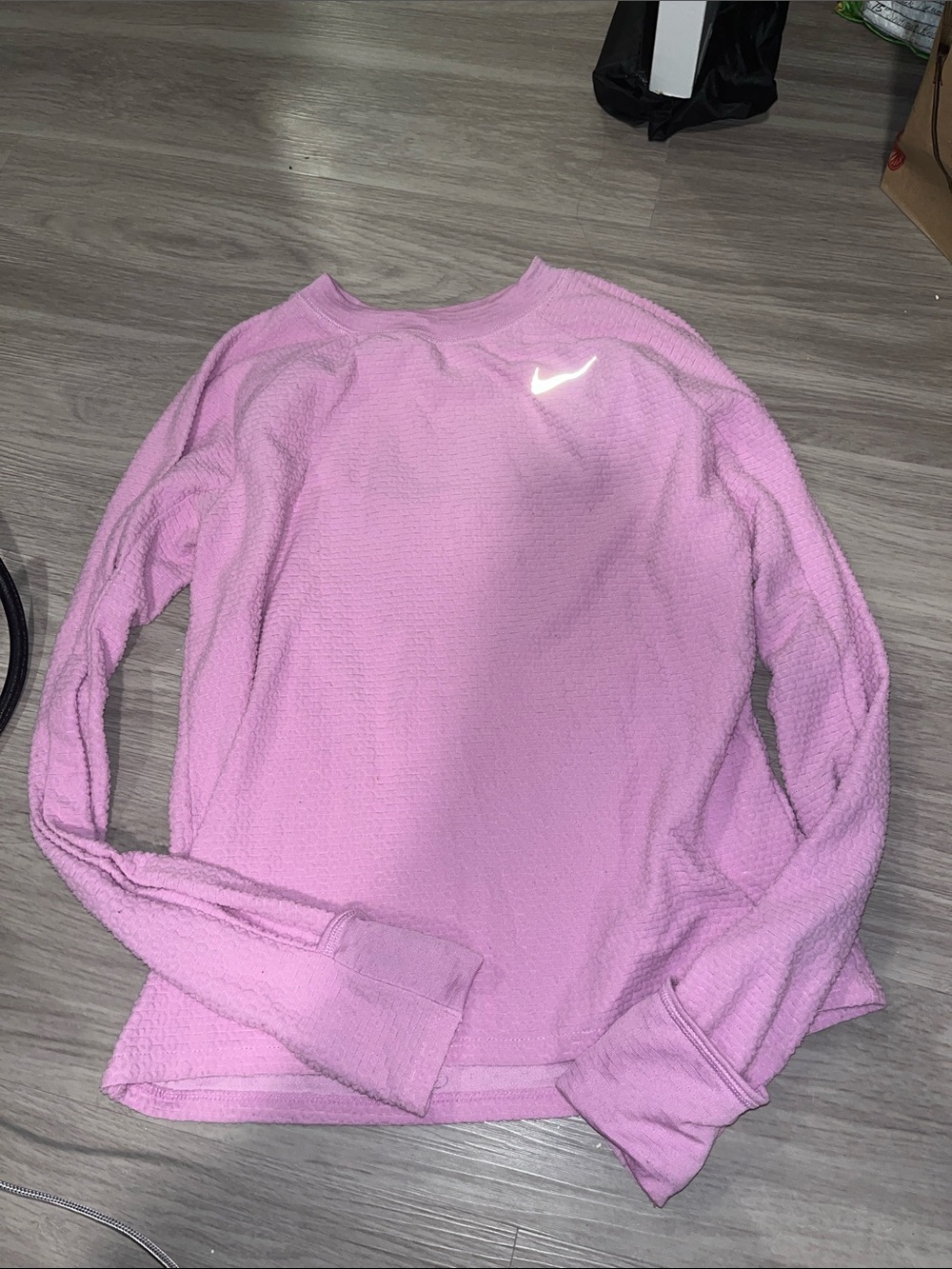 Nike Women’s Light Pink Waffle-Knit Crew Sweatshirt